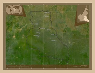 Est, Cameroon. Low-res satellite. Labelled points of cities