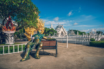 White Temple or Wat Rong Khun in Chiang Rai Province, Thailand - obrazy, fototapety, plakaty