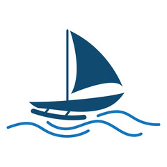 simple Sailing boat logo, Daily cruises, sea travel, vector logo-icon