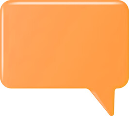3D Orange Blank Speech Bubble