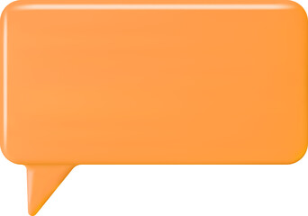 3D Orange Blank Speech Bubble