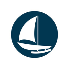 simple Sailing boat logo, Daily cruises, sea travel, vector logo-icon