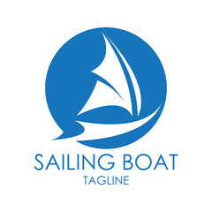 simple Sailing boat logo, Daily cruises, sea travel, vector logo-icon
