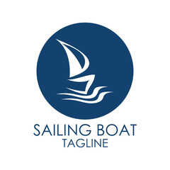 simple Sailing boat logo, Daily cruises, sea travel, vector logo-icon