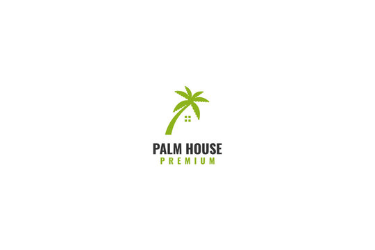 Palm house logo design vector template illustration idea