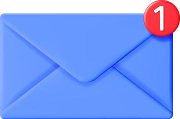 3D Mail Envelope with Notification New Message