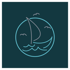 simple Sailing boat logo, Daily cruises, sea travel, vector logo-icon