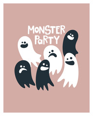 Halloween card. Template with handwritten inscription