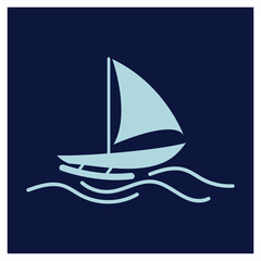 simple Sailing boat logo, Daily cruises, sea travel, vector logo-icon