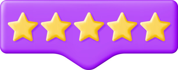 Obraz premium 3D Glossy Yellow Five Stars Rating in Bubble