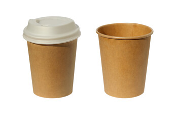 Blank kraft paper cup for ecology product design mock-up.