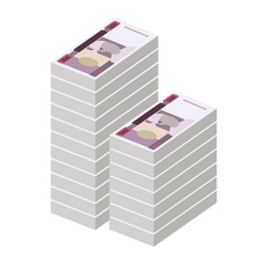 Myanmar Kyat Vector Illustration. Southeast Asian money set bundle banknotes. Paper money 500 MMK. Flat style. Isolated on white background. Simple minimal design.