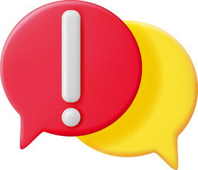 3D Red Exclamation Mark in White Round Pin