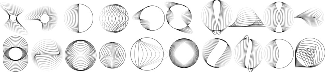 Lines in Circle Form . Spiral Vector Illustration .Technology round. Wave Logo . Design element . glitched lines .Abstract Geometric round shape 