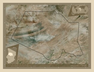 Borkou, Chad. High-res satellite. Labelled points of cities