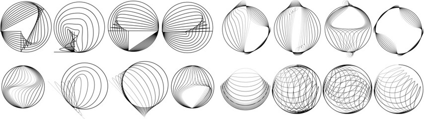 Lines in Circle Form . Spiral Vector Illustration .Technology round. Wave Logo . Design element . glitched lines .Abstract Geometric round shape 