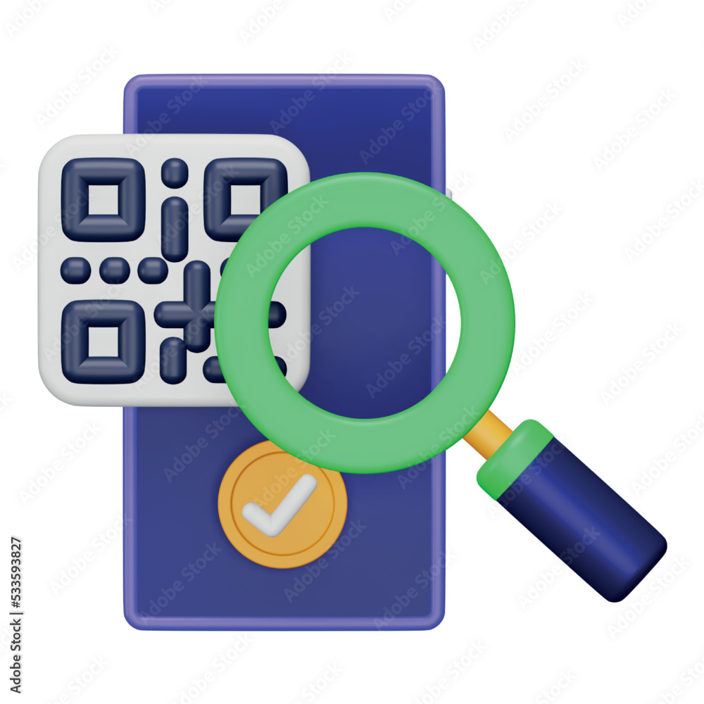 Aufkleber qr code scan 3d rendering isometric icon.
