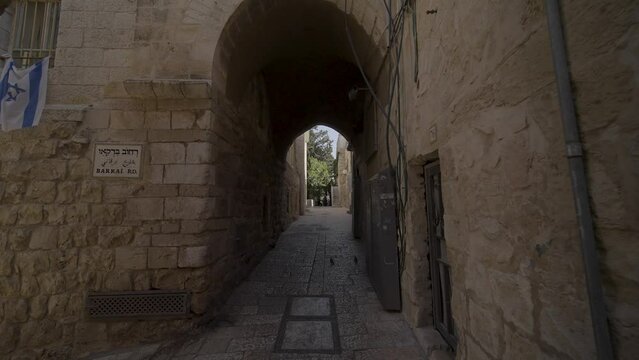 Walking in the narrow streets of the old city of Jerusalem.