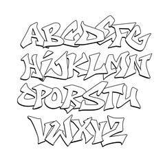 Graffiti alphabet lettering template - obrazy, fototapety, plakaty