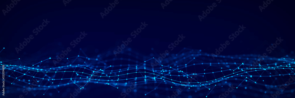 Poster 3d digital wave. technology wave. flow digital structure. cyber technology background. 3d rendering.