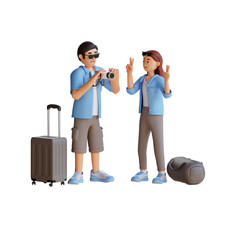 tourist taking photo using camera 3d character illustration