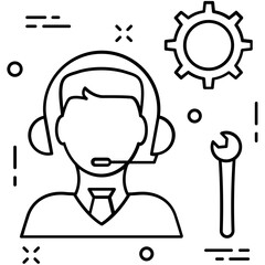 Technical Service Line Vector Icon