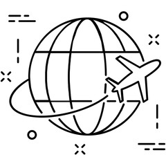 World Trip Line Vector Icon