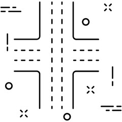 Four Way Line Vector Icon