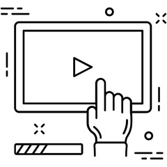 Video Streaming Line Vector Icon