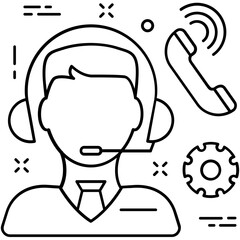 Customer Service Line Vector Icon 