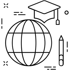 Global Education Line Vector Icon