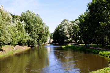 Fototapeta na wymiar Tauride Gardens. Tauride Palace. Pond. St. Petersburg. Russia