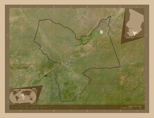 Moyen-Chari, Chad. Low-res satellite. Labelled points of cities