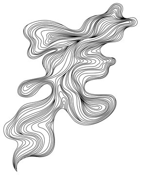 Astract shape. Hand drawn png illustration. Ink painting style composition