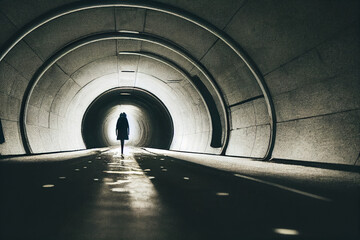 Concerned Teen with depression staring into a tunnel