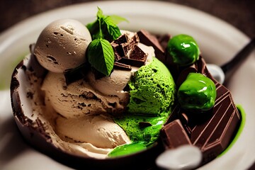 The ice cream of your dreams, chocolate meets mint. Digital art - more tasty than the real thing -...