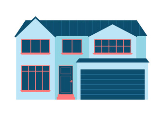 Vector blue house in flat style