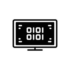 Black solid icon for bit binary