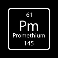 Promethium symbol. Chemical element of the periodic table. Vector illustration.