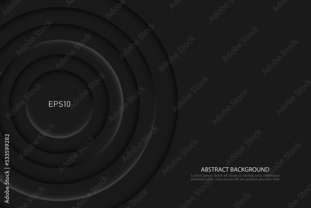 Poster abstract vector geometric background, shape of circles with light and shadow.