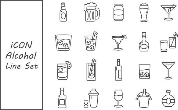 Coffee and Milk tea Icon Drink Set Line Design