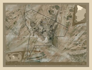 Tibesti, Chad. High-res satellite. Labelled points of cities