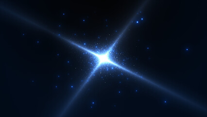 Obraz na płótnie Canvas 十字　レンズフレア　発光　太陽光　宇宙　光 フレア　パーティクル　粒々　中央