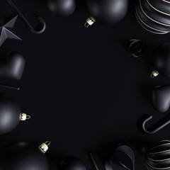 3d rendering Black friday sale background. banner,poster,podium on black background.