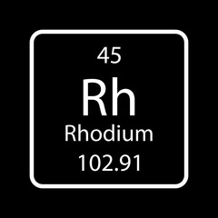 Rhodium symbol. Chemical element of the periodic table. Vector illustration.