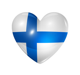 Obraz premium Love Finland, heart flag icon