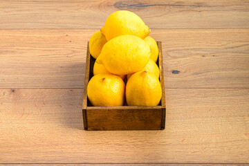 lemons in a wooden box