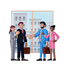 business people doing business cooperation 3d character illustration