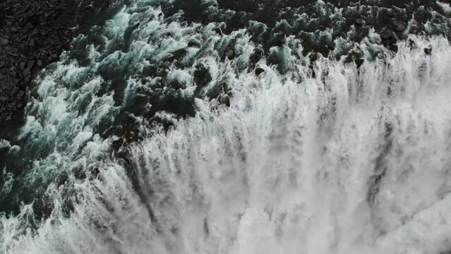 Drone Over Dettifoss Waterfall