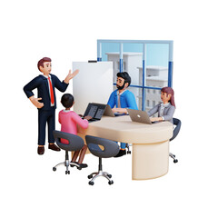 business people make presentations to coworkers 3d character illustration